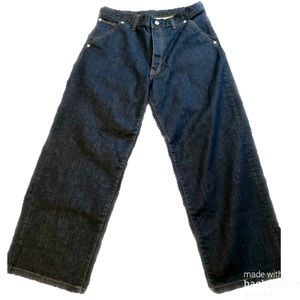 dark blue wide leg jeans